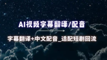 AI视频字幕翻译+创建中英文配音_适配短剧回流打法实操-招财阁-互联网项目分享基地-创业兼职副业项目 - 网络项目库 - 互联网项目分享基地